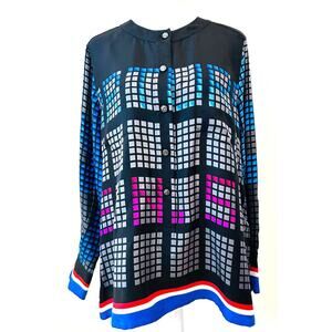 Chanel *Runway* Spring 2016 Silk Color Block Pullover Top FR 38 US 6 8